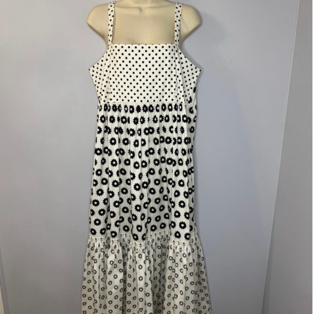 Tory Burch Mod Dot Patchwork Midi Dress Casual Wardrobe Effortless Women's 12